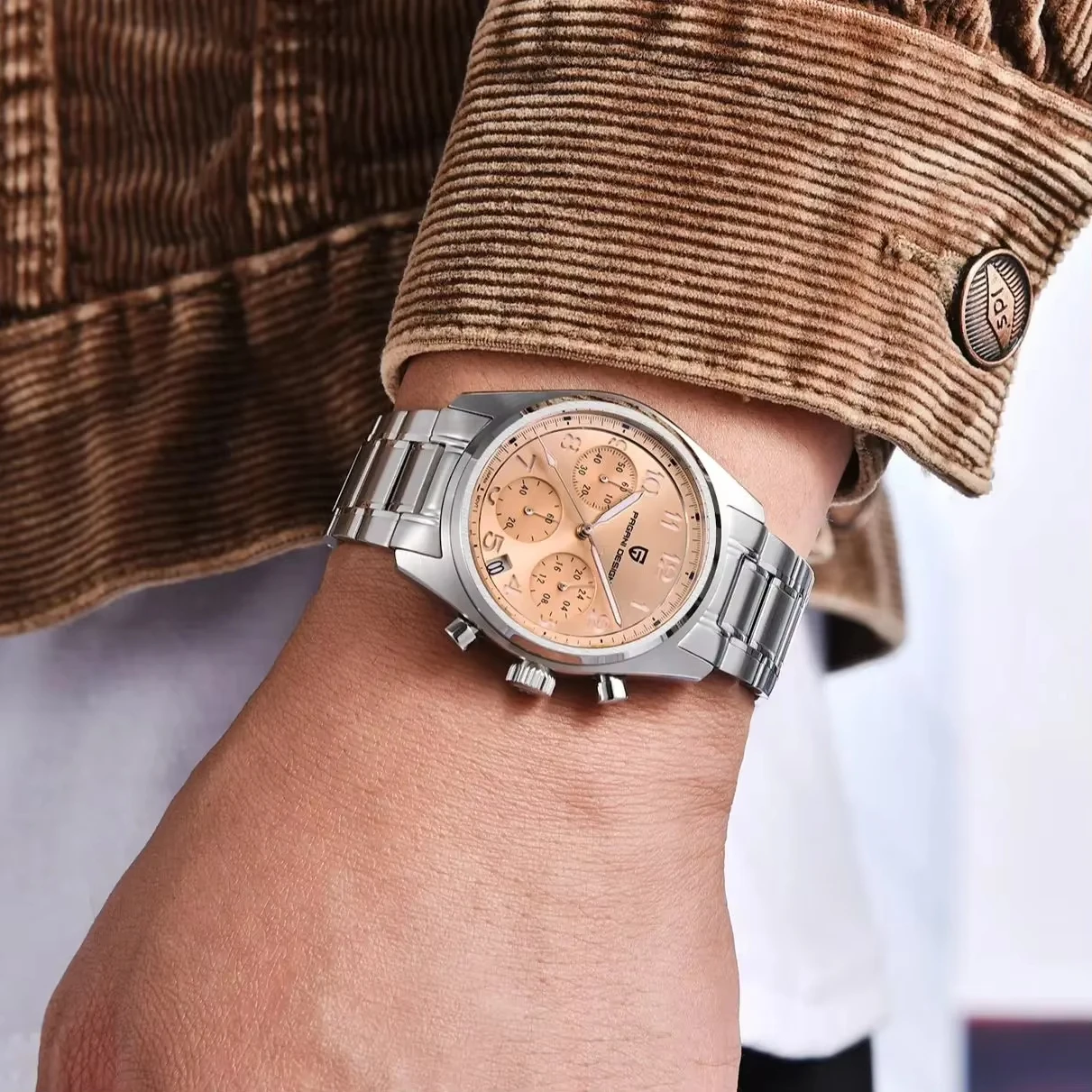 PAGANI DESIGN Heren quartz chronograaf horloge PD1773 Saffier roestvrij staal waterdicht Lichtgevend Reloj Hombre