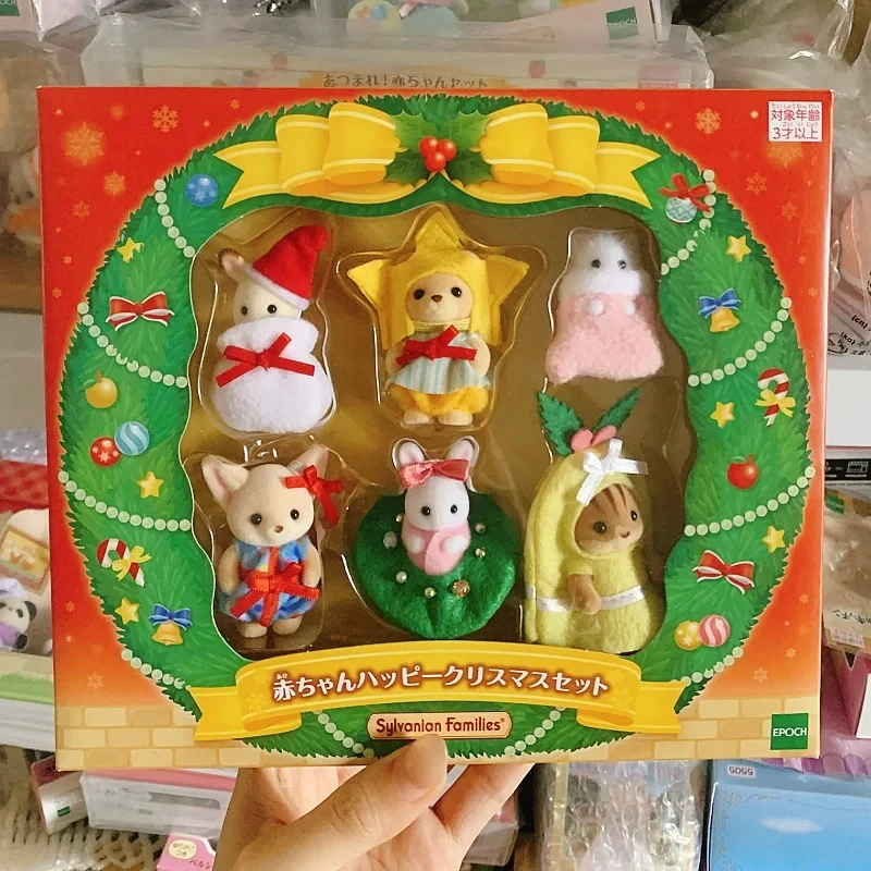 Limited Genuine Sylvanian Families Anime Figure Baby Christmas Collection Set Decoration Desktop Model Collection Toys Xmas Gift