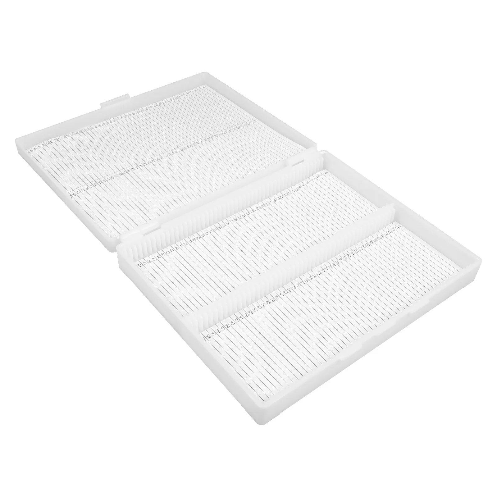 100-Piece Plastic Laboratory Slide Boxes Microscope Slides Storage Slide Organizer Box Transparent Lid