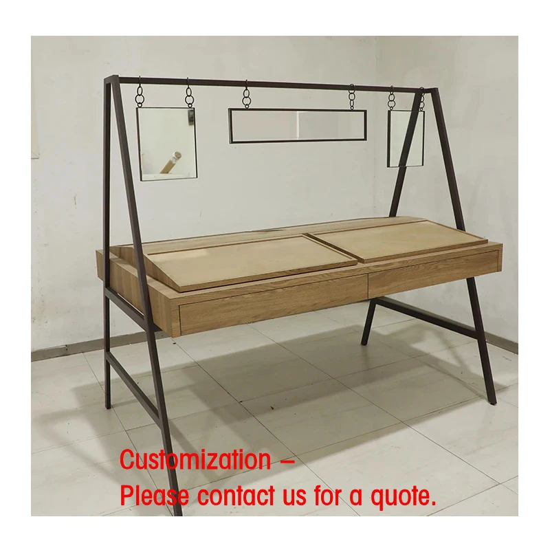 

custom.Wood Cosmetic Display Jewelry Display Stand Bracelet Necklace Earring Gondola Display Fixtures with Mirror Retai