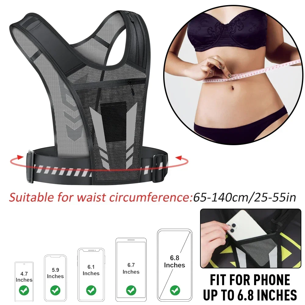 Reflective Running Vest,Backpack Mesh Breathable Hydration Pack Lightweight Elastic Women Men Large Capacity for Outdoor Bicycle