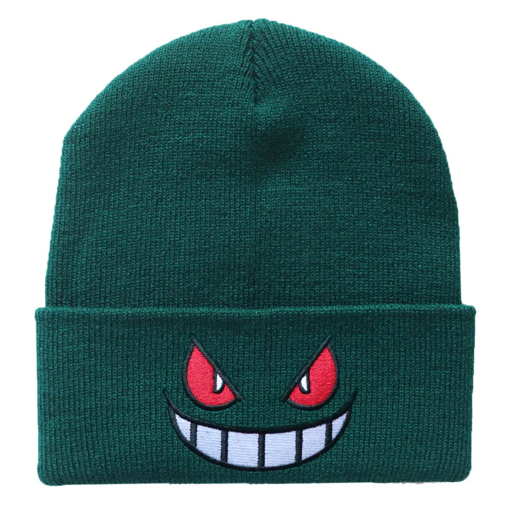 Mouth Eyes Embroidery Elasticity Cartoons Beanie Winter Keep Warm Fashion Autumn Crimping Woman Men Knitted Hat Skull Cap