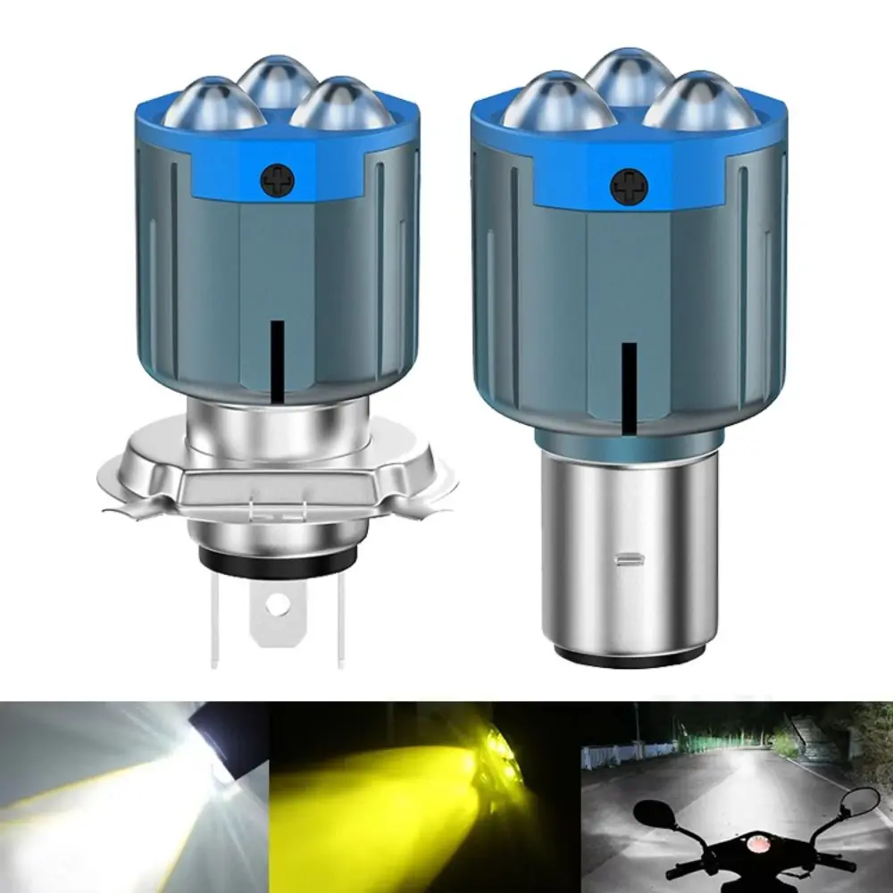 3 Lens LED Motorcycle Headlight High Low Beam White /Yellow/Green Lights Motorbike Spotlight DC 12-80V 3500LM Brightness
