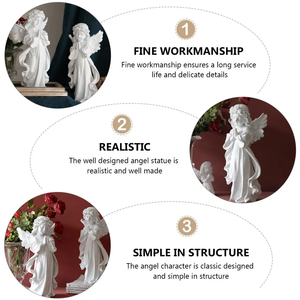 

1Pcs Angel Ornament Resin Classic Design Stable Tabletop Trinket Lovely Garden Flower Pot European Style Home Decor