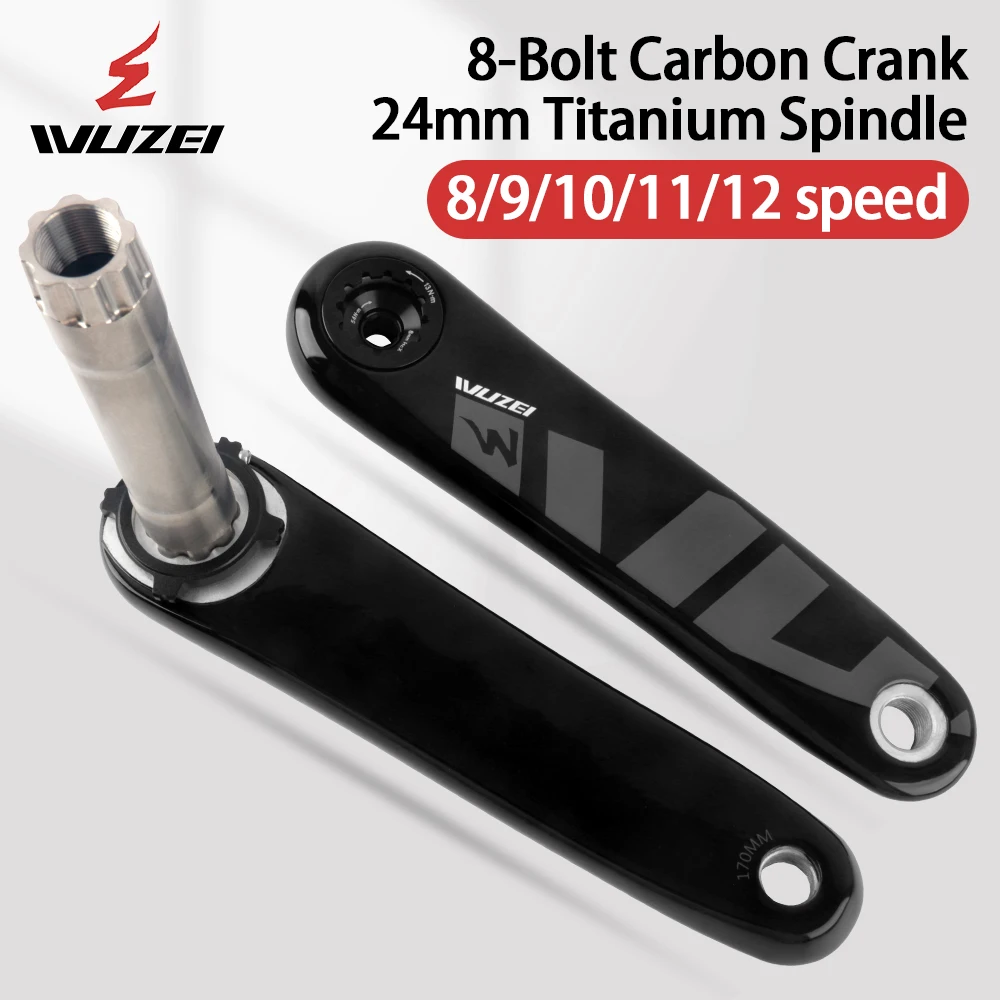 WUZEI 3/8 Bolt Direct Mount Carbon Fiber Mountain Bike Crank 8/9/10/11/12S Axle 24MM for SRAM XX1 X01 X1 GX Ultralight Crank