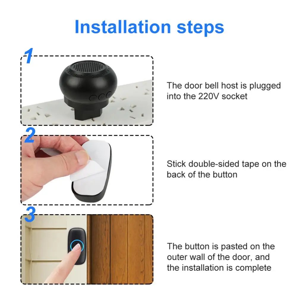 M523 Wireless Electronic Doorbell One Driven Two Doorbell Intelligent Home Pager Distance Waterproof Button Home Security