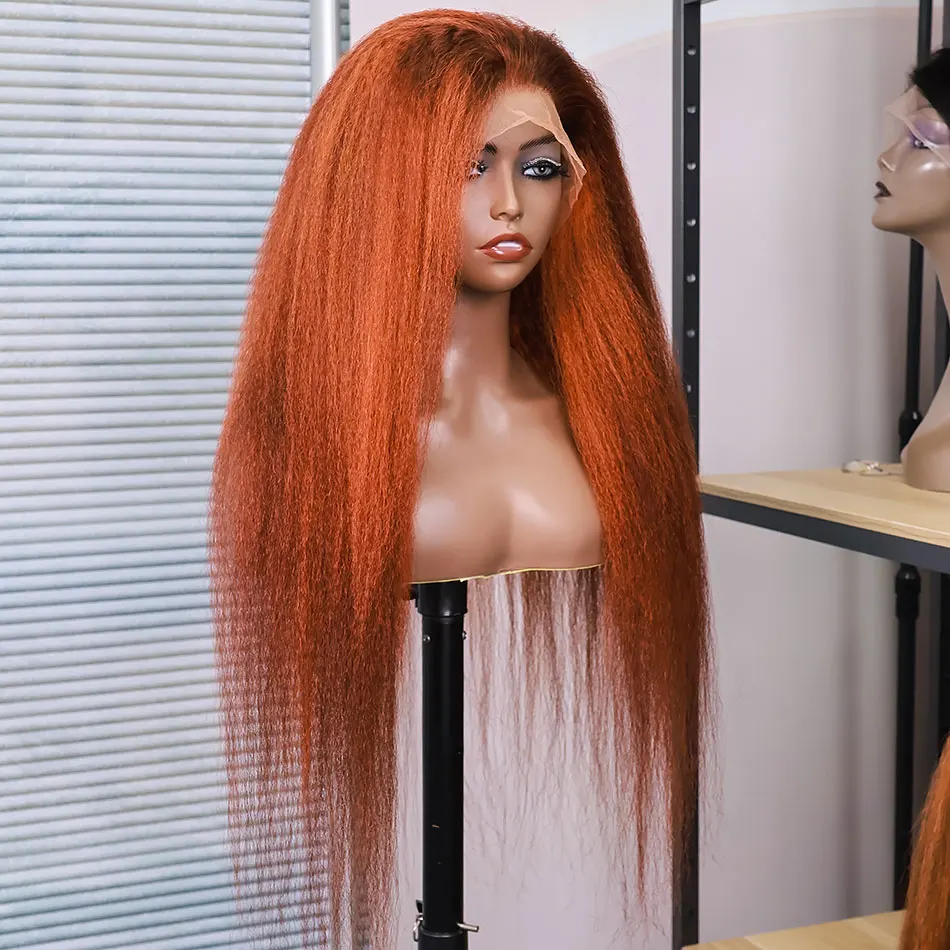 # 4/350 أومبير البرتقال الزنجبيل براون خصلات الشعر المستعار الإنسان غريب مستقيم الباروكات 100% شعر الإنسان قبل قطعها الشعر البرازيلي الزنجبيل البني شعر مستعار