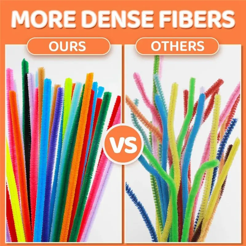 B69C 200Pcs Pipe Cleaners, Pipe Cleaners For Crafts, Craft Supplies Multicolor Chenille Stems For DIY (12Inchx6mm,20Colors)