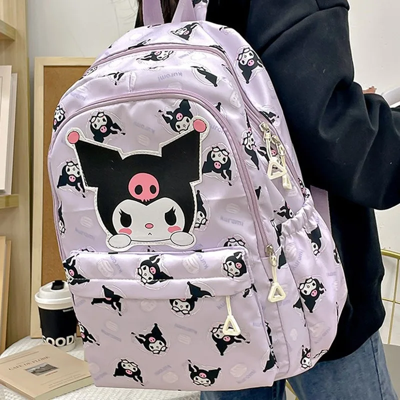 Sanrio Backpack For Women Cartoon Hello Kitty Kuromi Bookbag Student Teenager Girl Boy Nylon Shoulders Bag Schoolbag Kawaii Bags