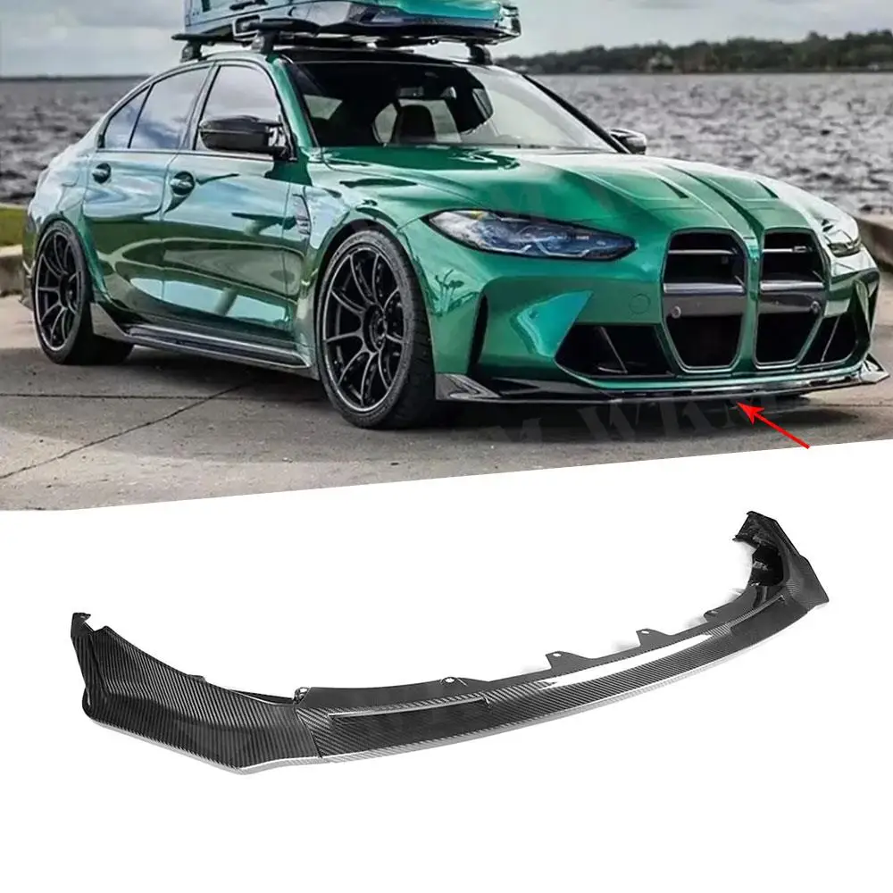 

Dry Carbon Fiber Car Front Bumper Lip for BMW 3 4 Series G80 G82 G83 M3 M4 Competition 2020+ Add on V style front Splitter FRP