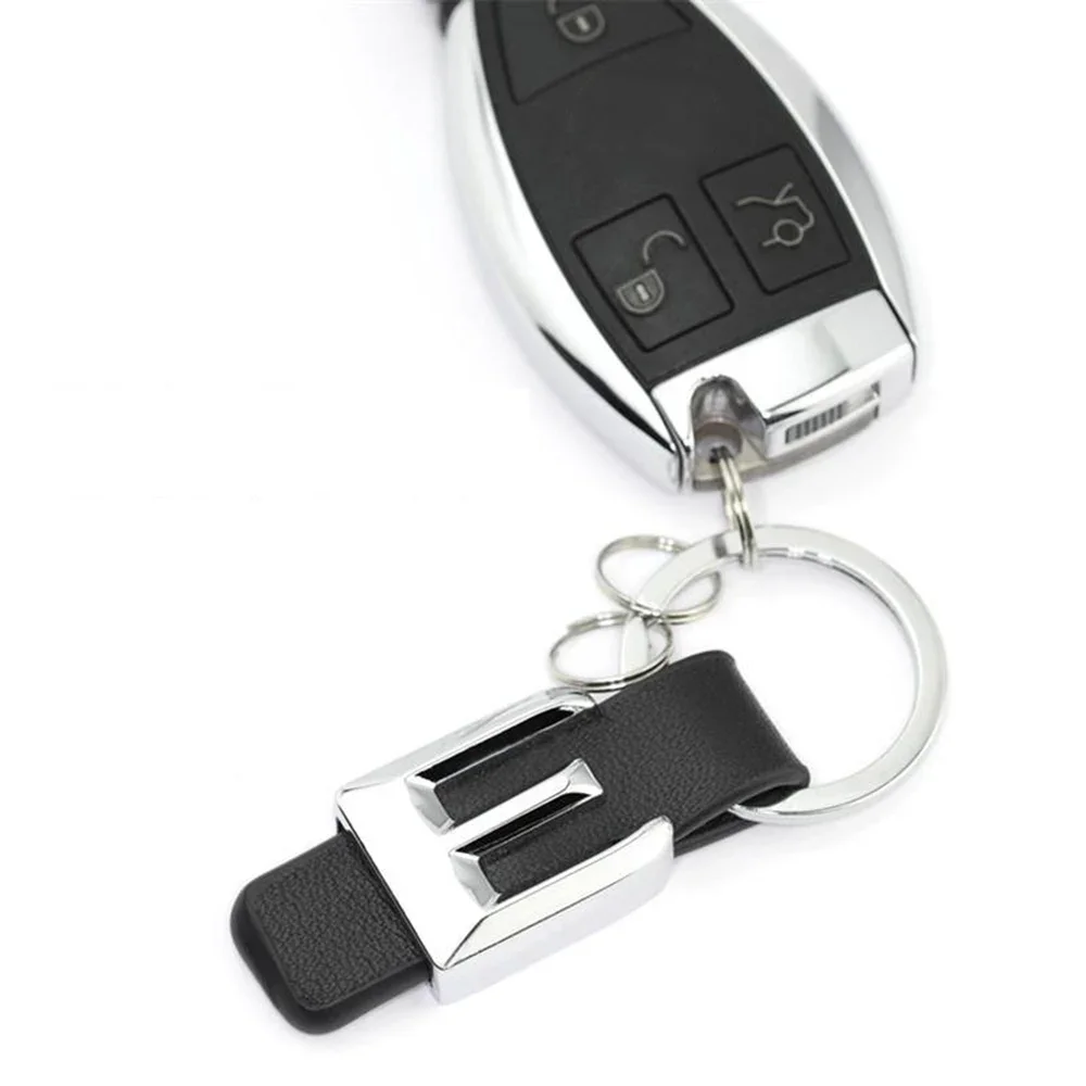 سلسلة مفاتيح جلدية بحروف معدنية لمرسيدس بنز ، سلسلة مفاتيح السيارة ، 3D ، A ، B ، C ، D ، E ، G ، S ، حزام