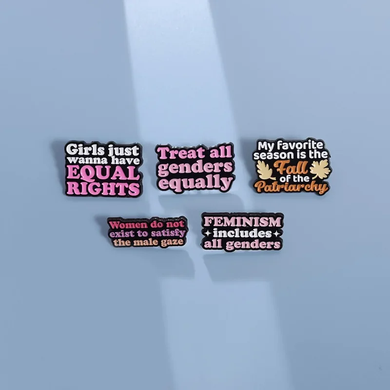 Giris Just Wanna Have Equal Rights Enamel Pins Feminism Brooches Lapel Badges Women's Rights Jewelry Gifts Wholesale