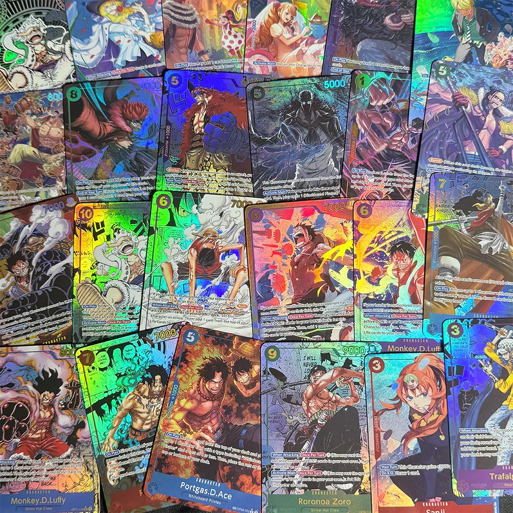 قطعة واحدة بطاقة النسخة الإنجليزية التذهيب الشخصية الكلاسيكية لوفي ياماتو لوسي هانكوك بيلو بيتي كينغ أنيمي OPCG بطاقات الوكيل