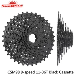 SUNRACE CSM98 9 Speed Bike Cassette Sprocket 9v 11-36T Black MTB Bike Freewheel for Shimano Sram Original Cycling Parts