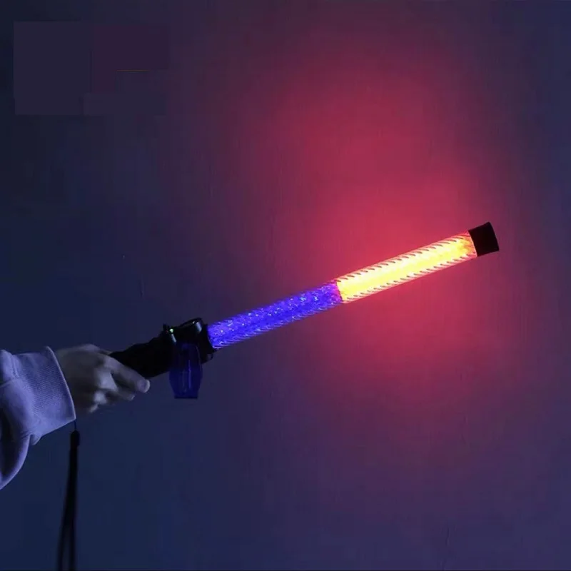 52cm LED Rechargeable Red Blue Warning Lighting Traffic Signal Baton, Whistle, Multifunctional Command