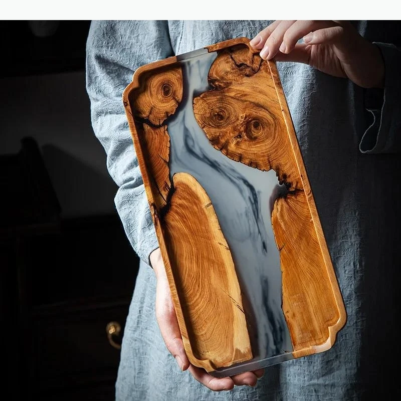 Resin Wooden Pallets Storage Trays Tea Tray Dinner Plate Serving Tray Snack Plate Refreshment Plates Dim Sum Dish Fruit