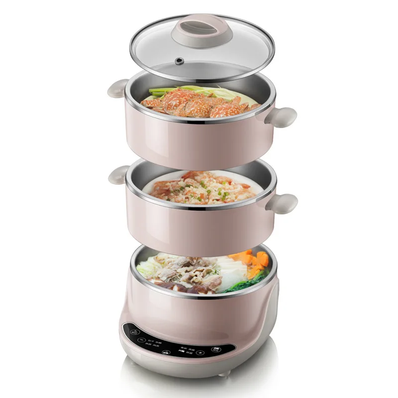 Household Electric Food Steamer Stainless Steel Double-layer Multifunctional Electric Cooker Egg Steamer