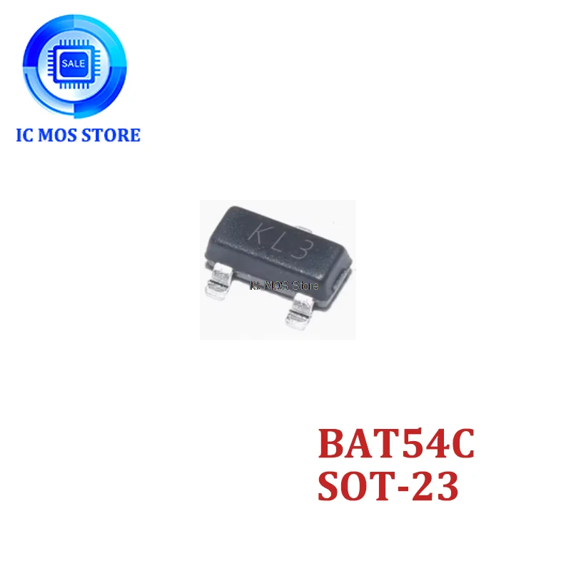 

100PCS BAT54C Silkscreen KL3 SOT-23 30V/200mA SMD Schottky Diode IC