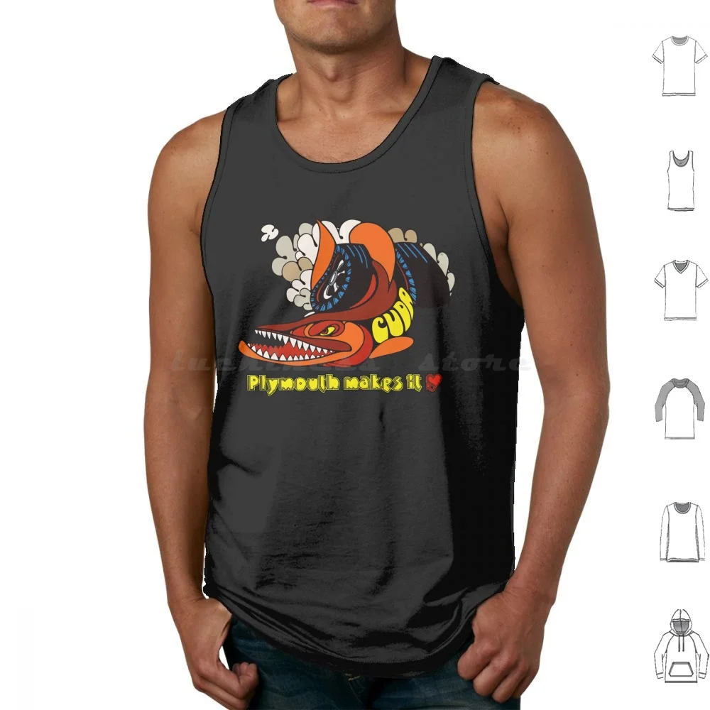 Vintage Barracuda Plymouth Makes It Tank Tops Print Cotton Barracuda Cuda Devil Heart Hemi Hemi Cuda Mopar Muscle Car