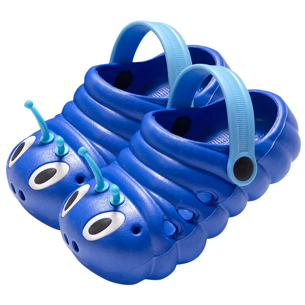 1 زوج نعال شاطئ الأطفال الصنادل الصيفية لينة إيفا خفيفة الوزن عدم الانزلاق كاتربيلر الكرتون الاطفال ثقب الصنادل مريحة