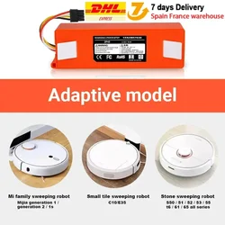 14.4v BRR 2P4S 5200D Replacement Battery for XIAOMI 1ST 1S Roborock SDJQR01RR Sweeping Mopping Robot Vacuum Cleaner 5200mAh