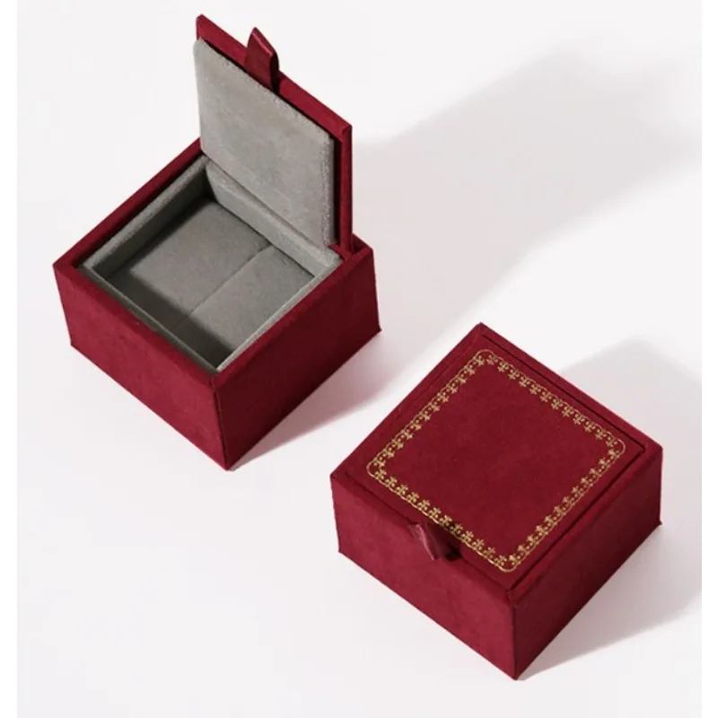 1pc Retro Fashionable Flip Ring Earrings Necklace Ornaments Storage Set Complete With Packaging Box Accessories