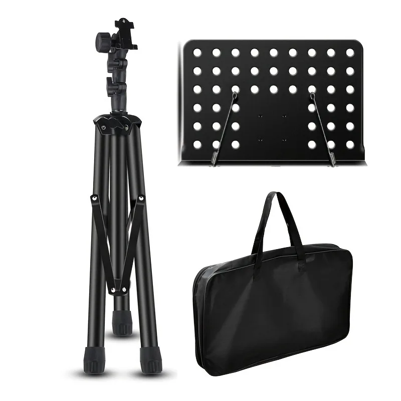 

Foldable Portable Music Stand, Black , Adjustable, with Carrying Bag, Professional, for Guitar, Ukulele, Violin Players