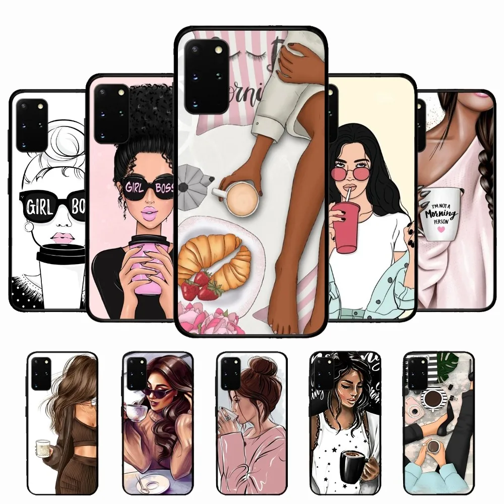 

Princess Female boss coffee Mousepad For Samsung S 9 10 20 21 22 23 30 23plus lite Ultra FE S10lite Fundas