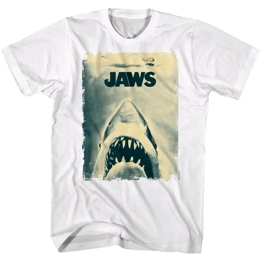 Jaws Shark Attack Movie Poster Men'S T Shirt Vintage Sepia Ocean Swim