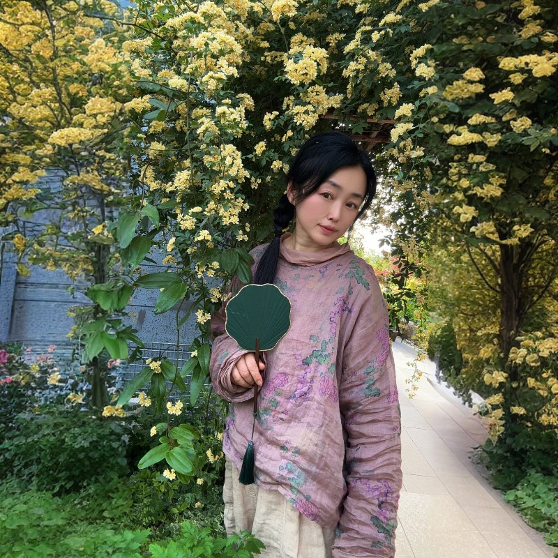 

Women Spring Summer Thin Ramie Long Sleeves Blouse Tops Ladies Vintage Korean Style Fashion Casual Blusas Female 2025 Loose Tops