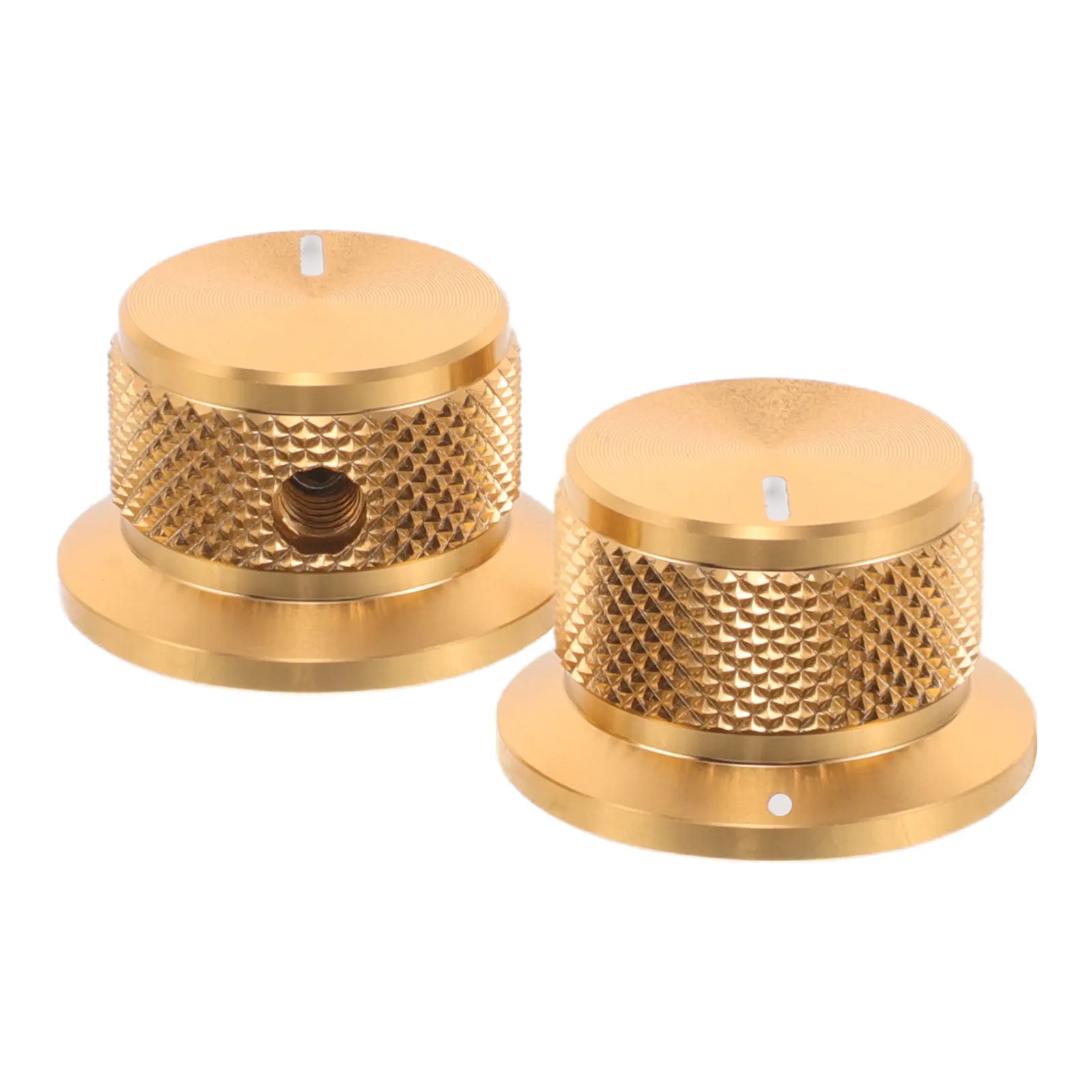2Pcs Aluminum Volume Knobs Golden Metallic Finish Smooth Rotary Control for Guitar Potentiometer Caps Audio Equipment Mixer