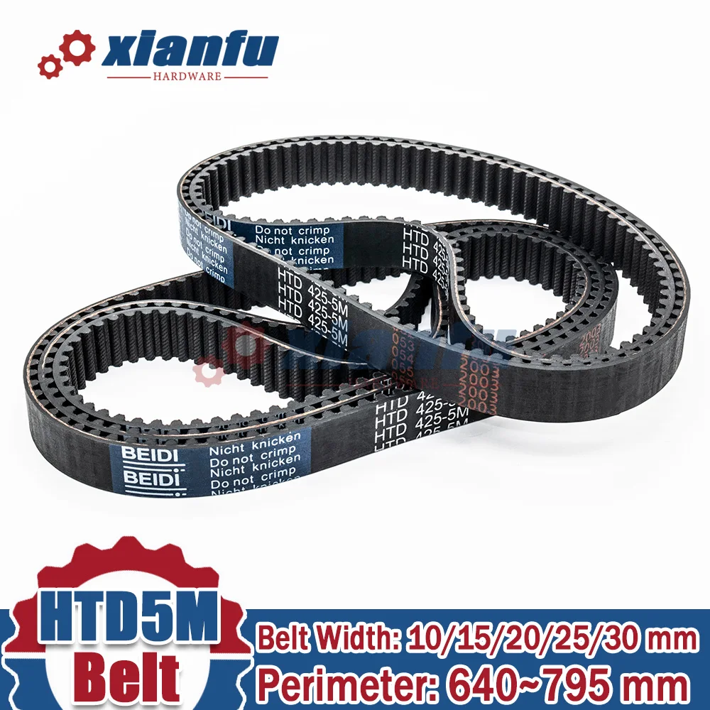 

HTD5M Timing Belt Perimeter=760 765 770 775 780 785 790 795mm Rubber Pitch 5mm HTD 5M 740 745 750 755mm Width 10/15/20/25/30mm