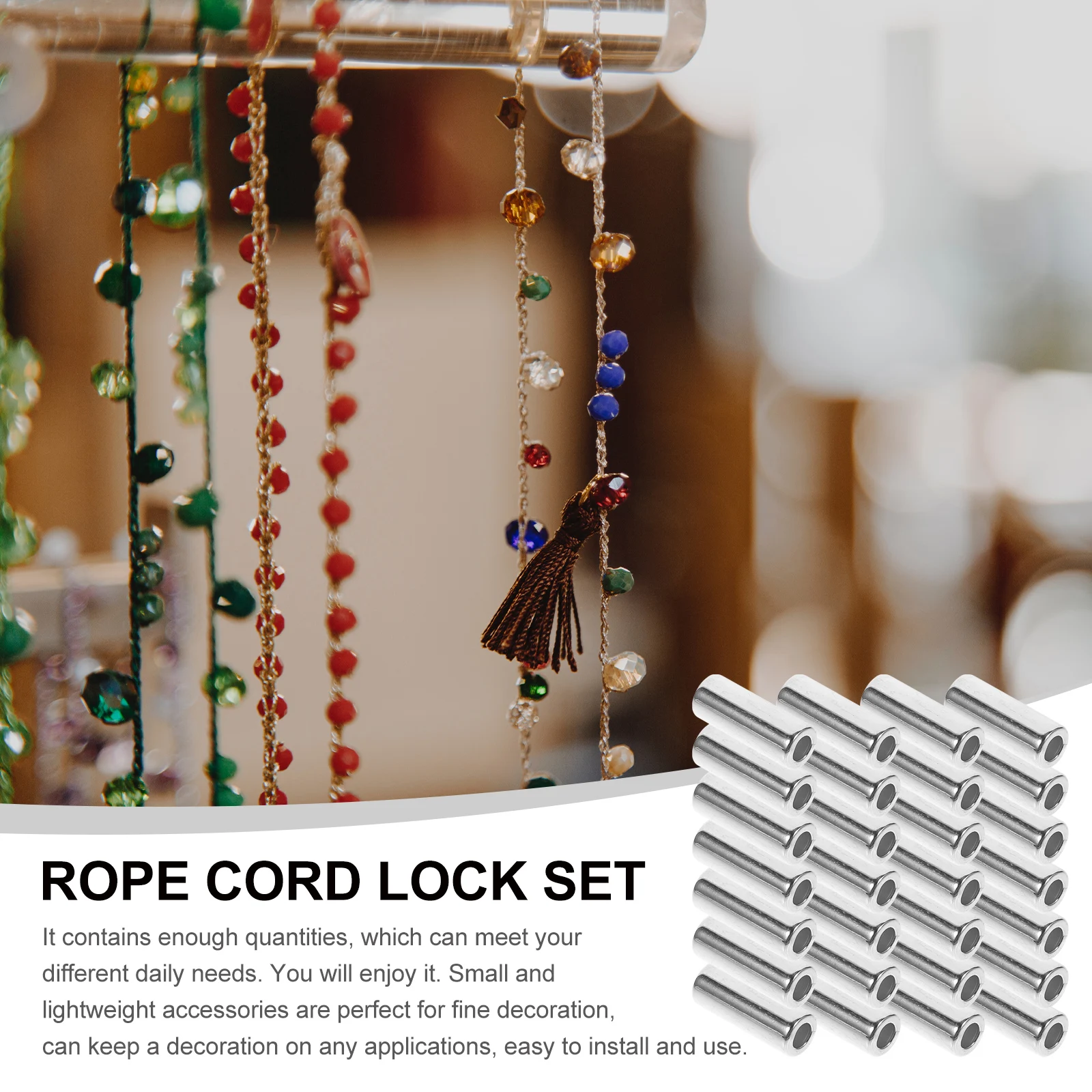 

30pcs Metal Ring Buckle Cylindrical Fastener Macrame Tube Beads Cylinder Stop Spacer Lanyard Woven Rope Plant Decorative Bell