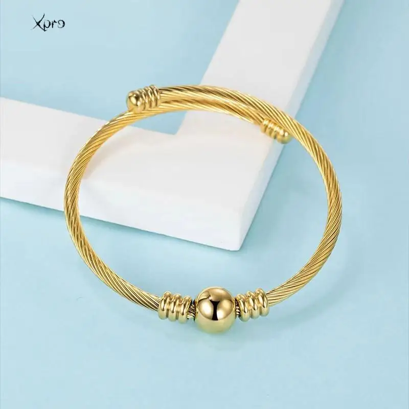 Fashion Punk Gold Color Bangles for Women Men Trendy Stainless Steel Metal Bracelets Bohemian Jewelry Accessories Gift Wholesale