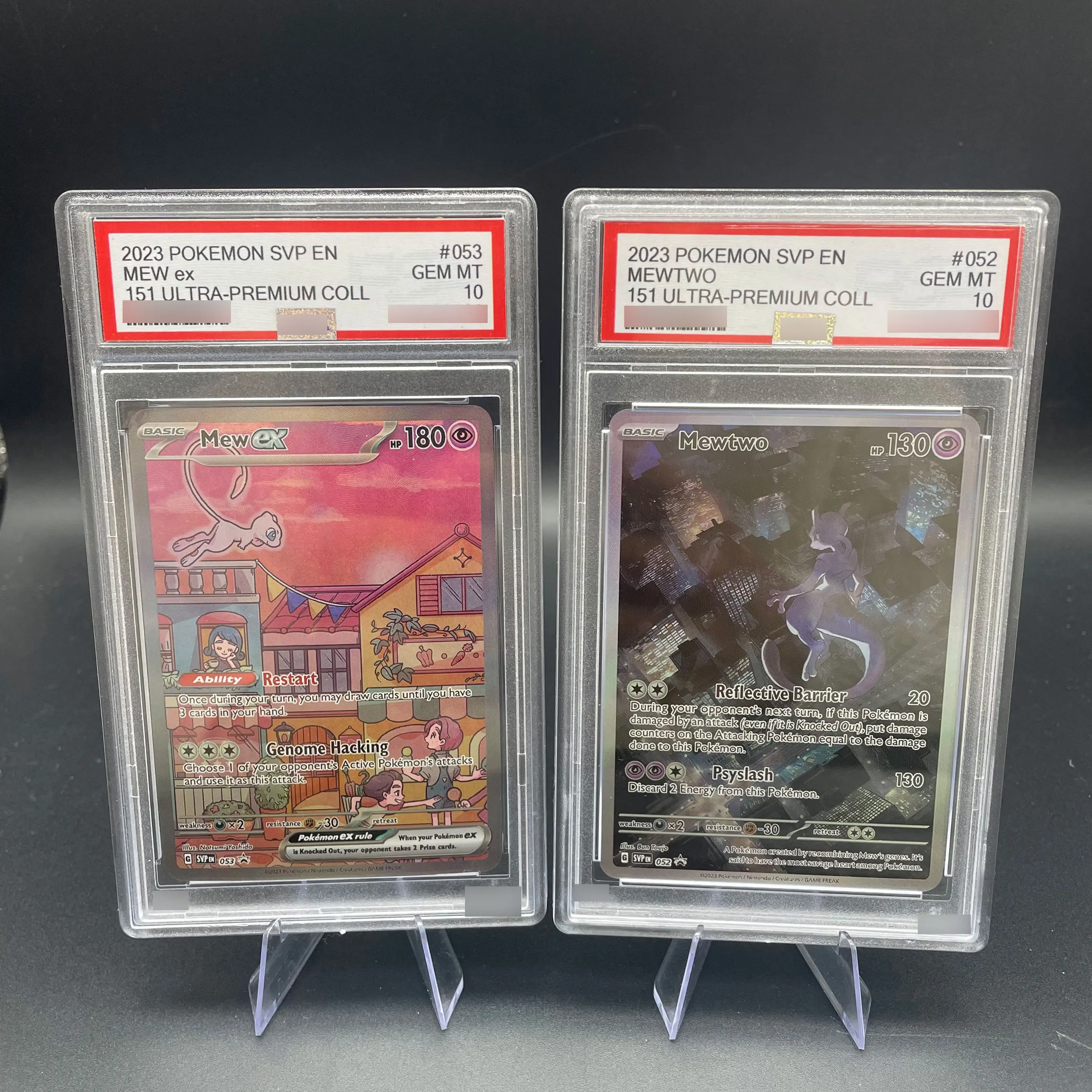 

DIY Anime PTCG English version 2023 SVP Rating Card Collection Card MEWTWO MEW ex RARE 10Points Rating Card Anime Game Gift