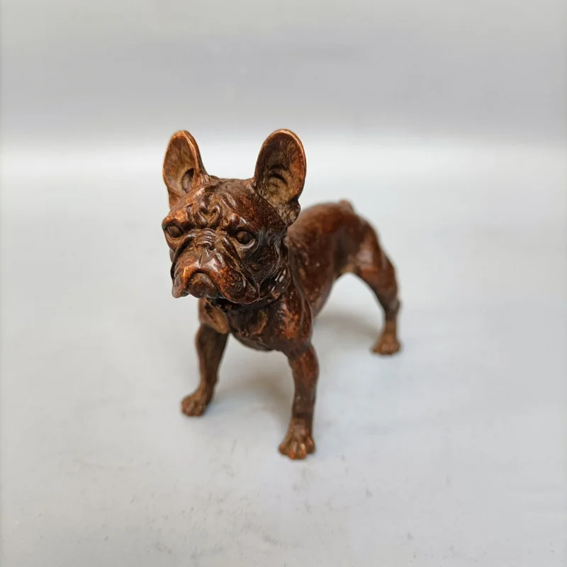 

Antique Bronze Solid Copper Cast Bulldog Dog Small Hand Pieces Red Copper Wangcai Dog Tea Ceremony Copper Art Tea Ornaments Smal