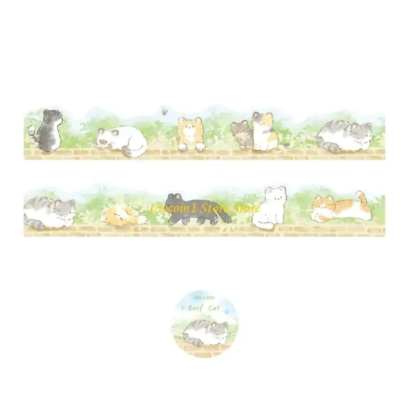 Dogs Cats Pattern Tape Scrapbooking Decorative PET Sticker for Scrapbooking Photo Album Journal Notebook Picture Frame