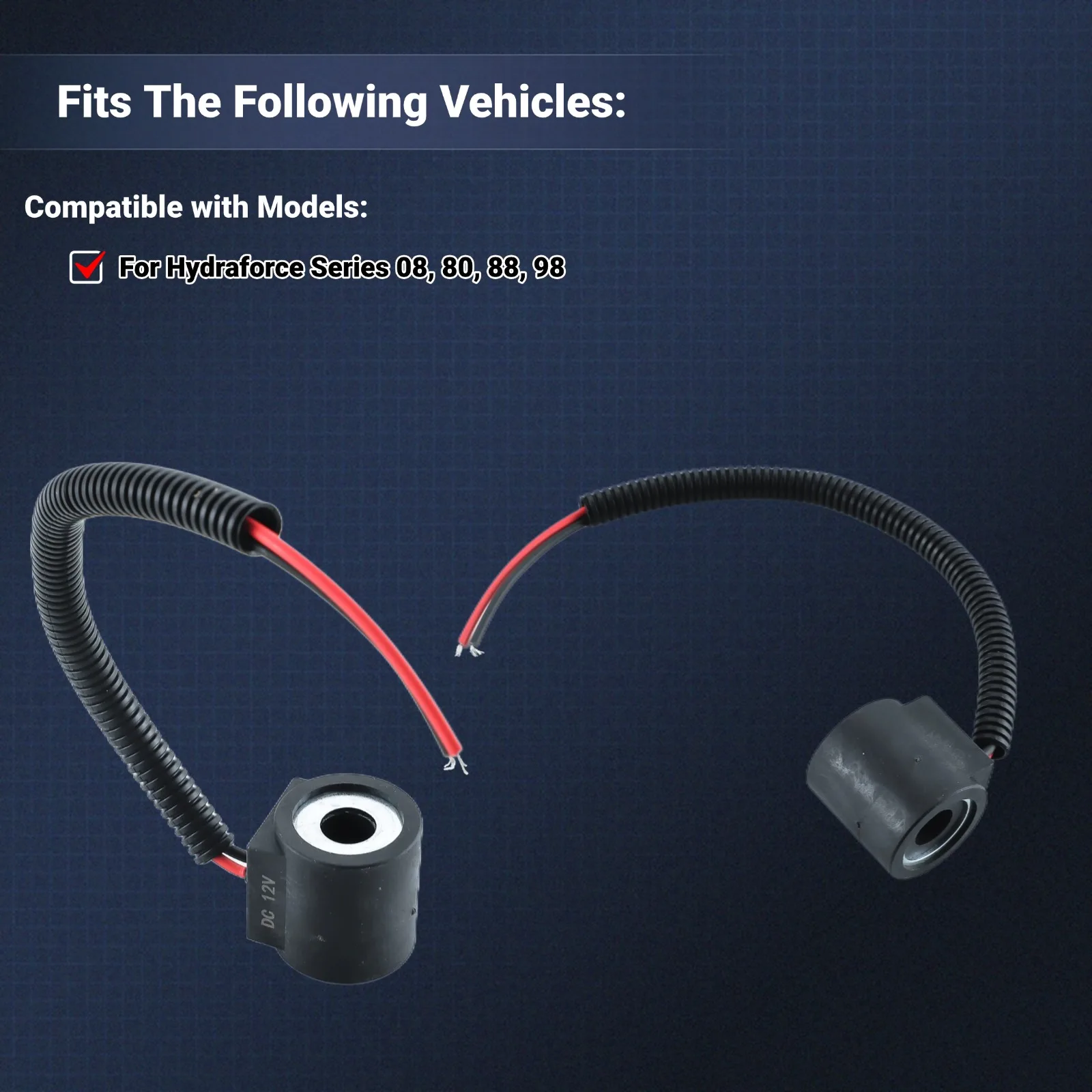 12VDC 1/2" Hole Solenoid Valve Coil - With 2 Wire Leads Replaces 6302012 Compatible for Hydraforce Series 08 80 88 98 - Image 2