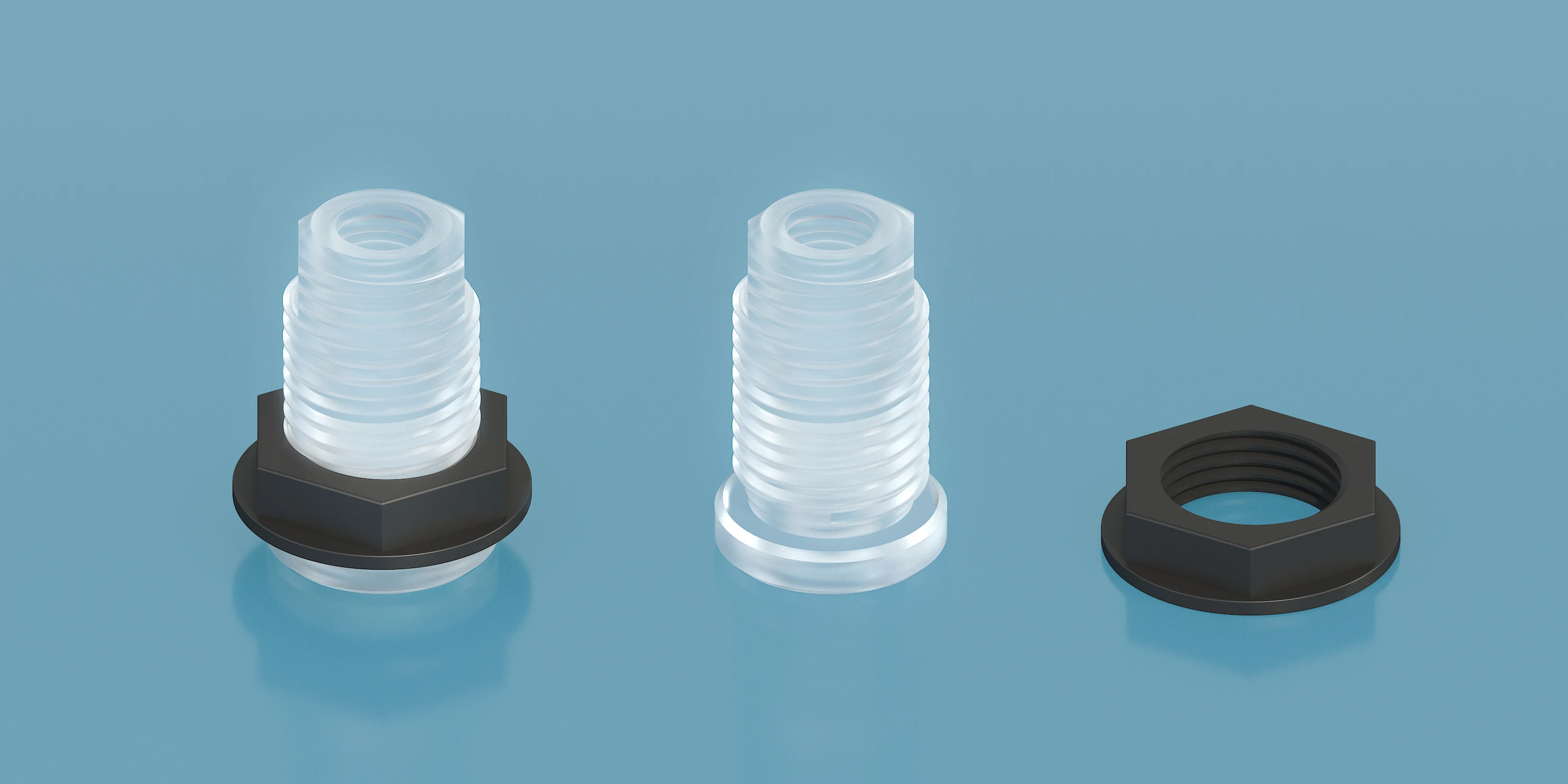 1/4-28UNF Flat Bottom Threaded Fitting Anti-Rotation Panel Mount Through-Hole Connector for Equipment Enclosure