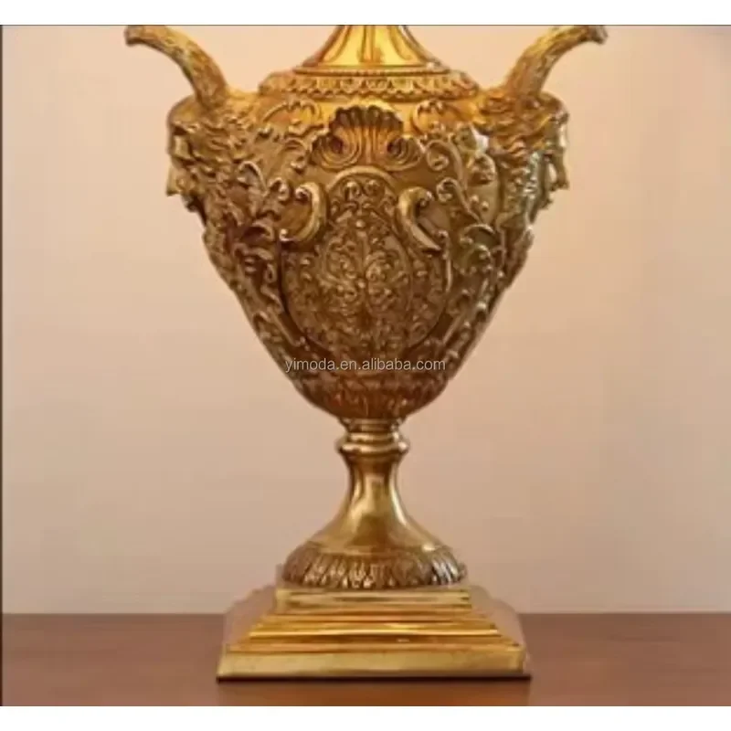 Royal Carved Antique Copper Desk Lamp with Copper Base Traditional Design for Home Office & Living Room Bedside Table Lamp