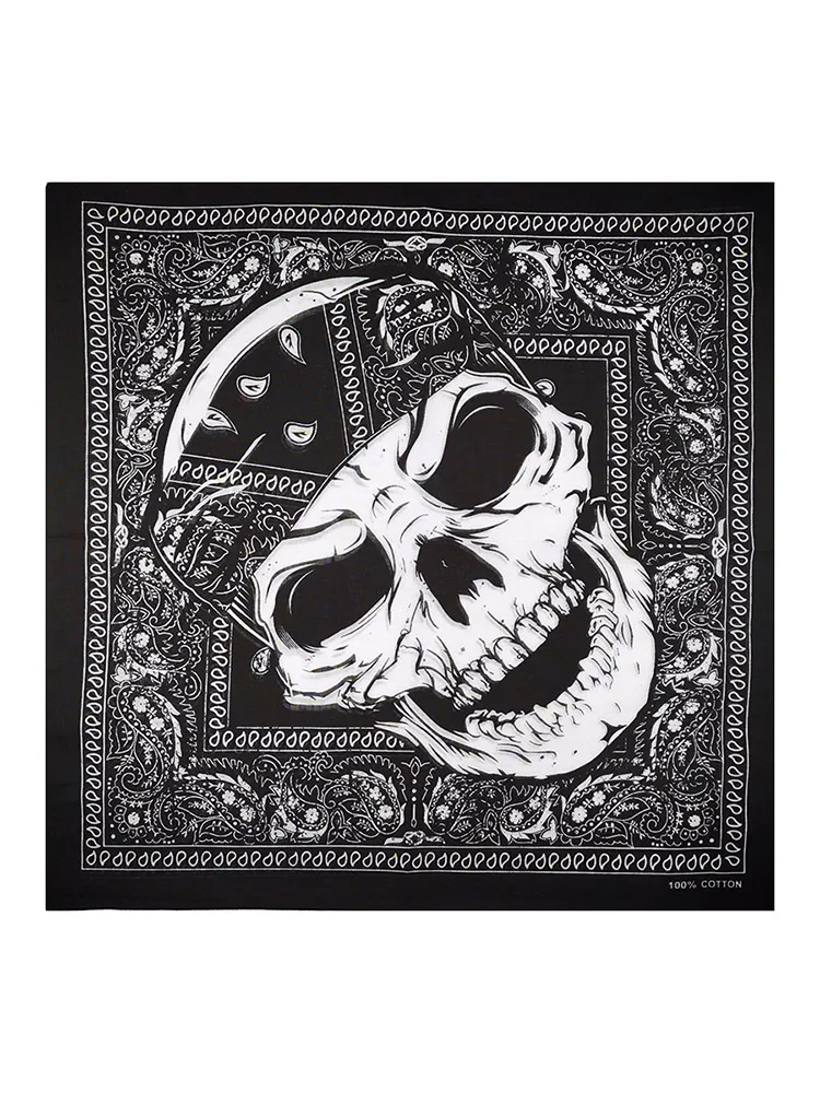 AliExpress NIUPOZ Skull Bandana Fashion Hip Hop 100% Cotton Square Scarf Black Paisley Bicycle Headband For Women/Men/Boys/Girls