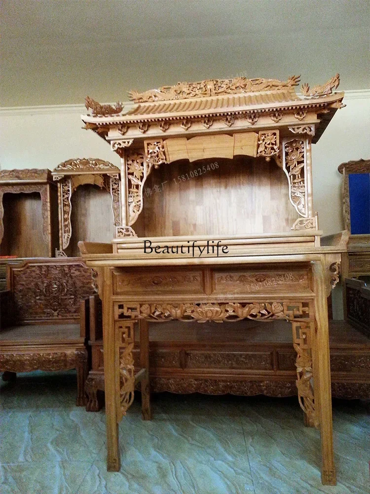 

02 ls 18Desktop Buddhist shrine with Ming-style table shrine, household