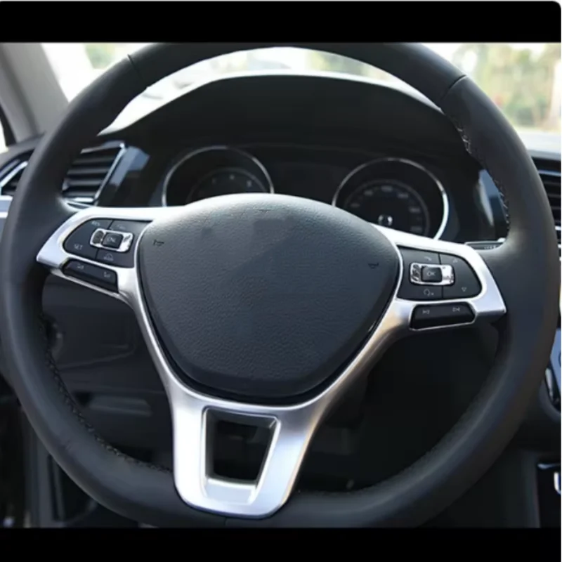 

ABS Matte Silver Carbon fiber Car Steering Wheel Panel Cover Trims For Volkswagen VW T-Roc T ROC 2018 2019-2020 Accessories