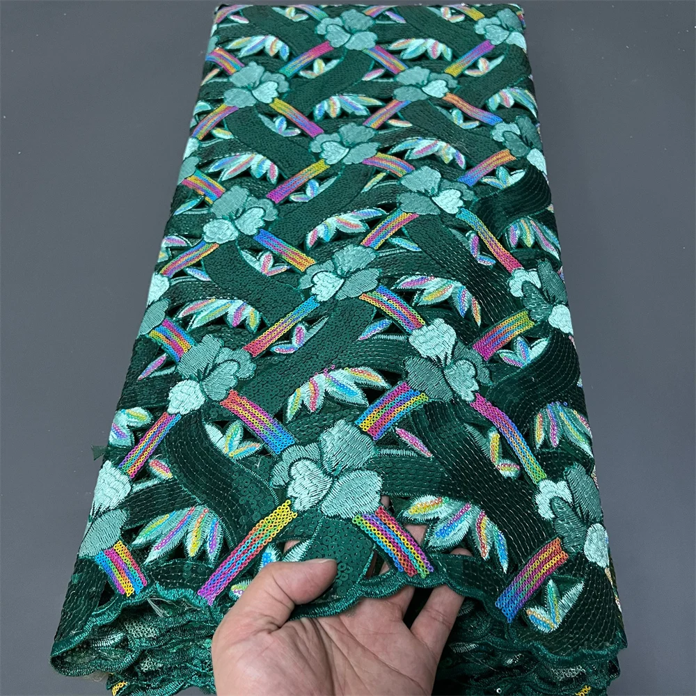 

2025 High Quality African Nigerian Tulle Lace Fabric Organza Embroidery Guipure Party Gown Dress Brocade Jacquard Wedding 5Yard