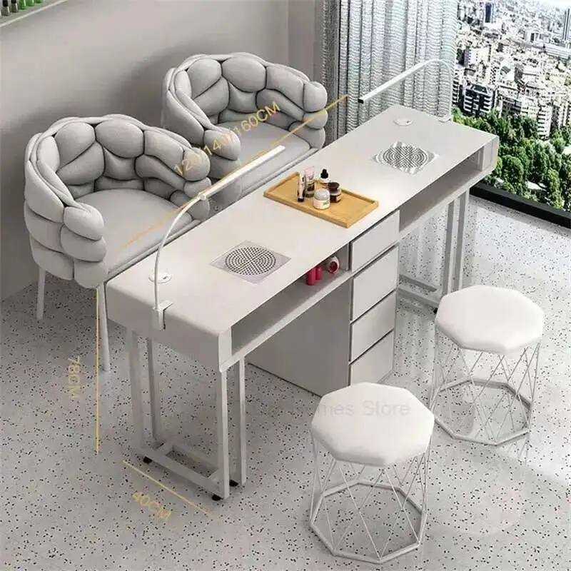 

Современный профессиональный маникюрный стол с очистителем, одинарный, двойной, легкий, роскошный стол для ногтей, коммерческие многофункциональные маникюрные столы