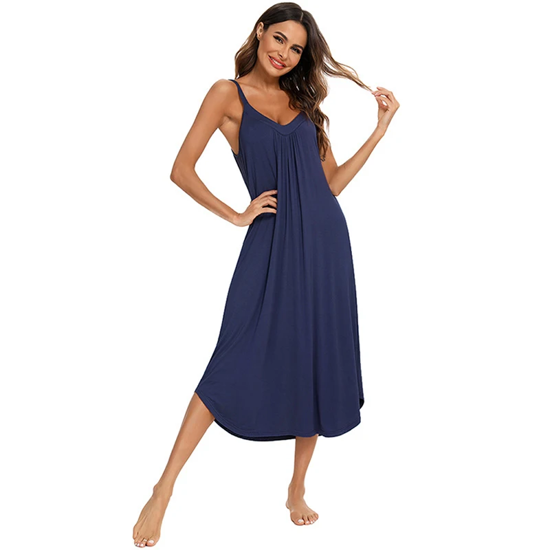 Cotton Nightgown for Women Sleeveless Long Night Dress Slip Sexy Nightgown Sleepwear Women\'s Nightie Nightwear Sleep Dress