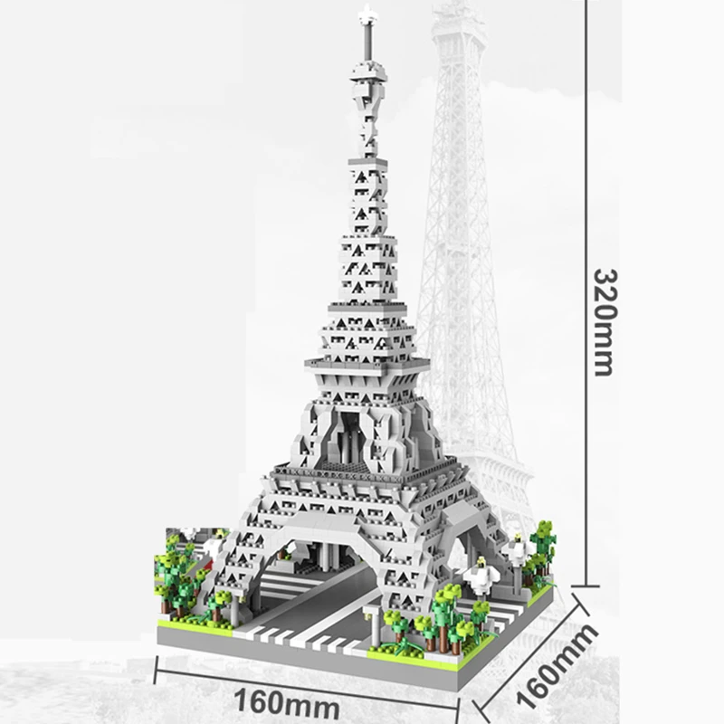 MOC wieża paryska widok ulicy klocki do budowy Mini diamentowy zestaw małych cząstek zabawka do dekoracji klocki do budowy