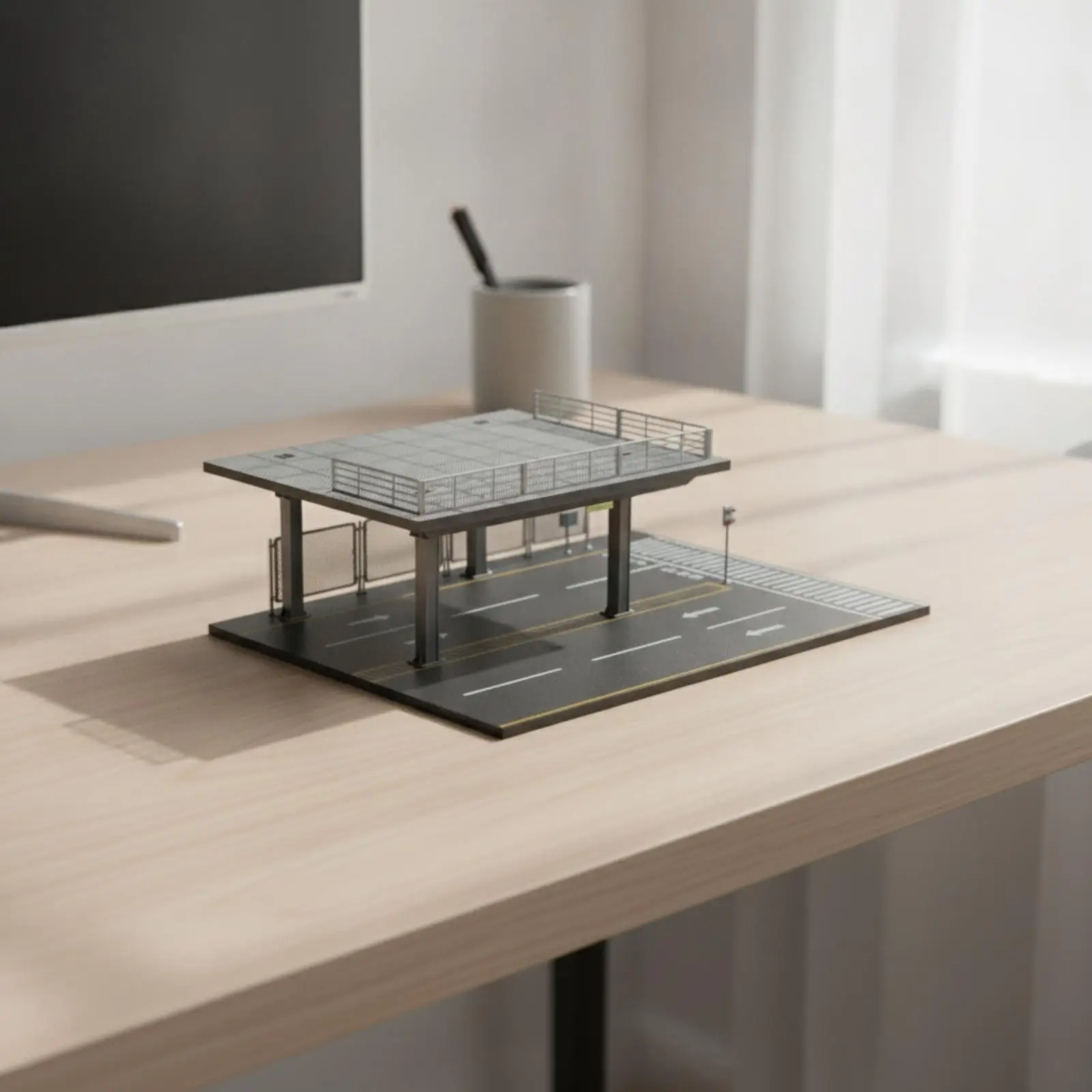 Scale Model Parking Diorama Base for Diecast Car Collection with Assembly Platform and Steel Structure Design