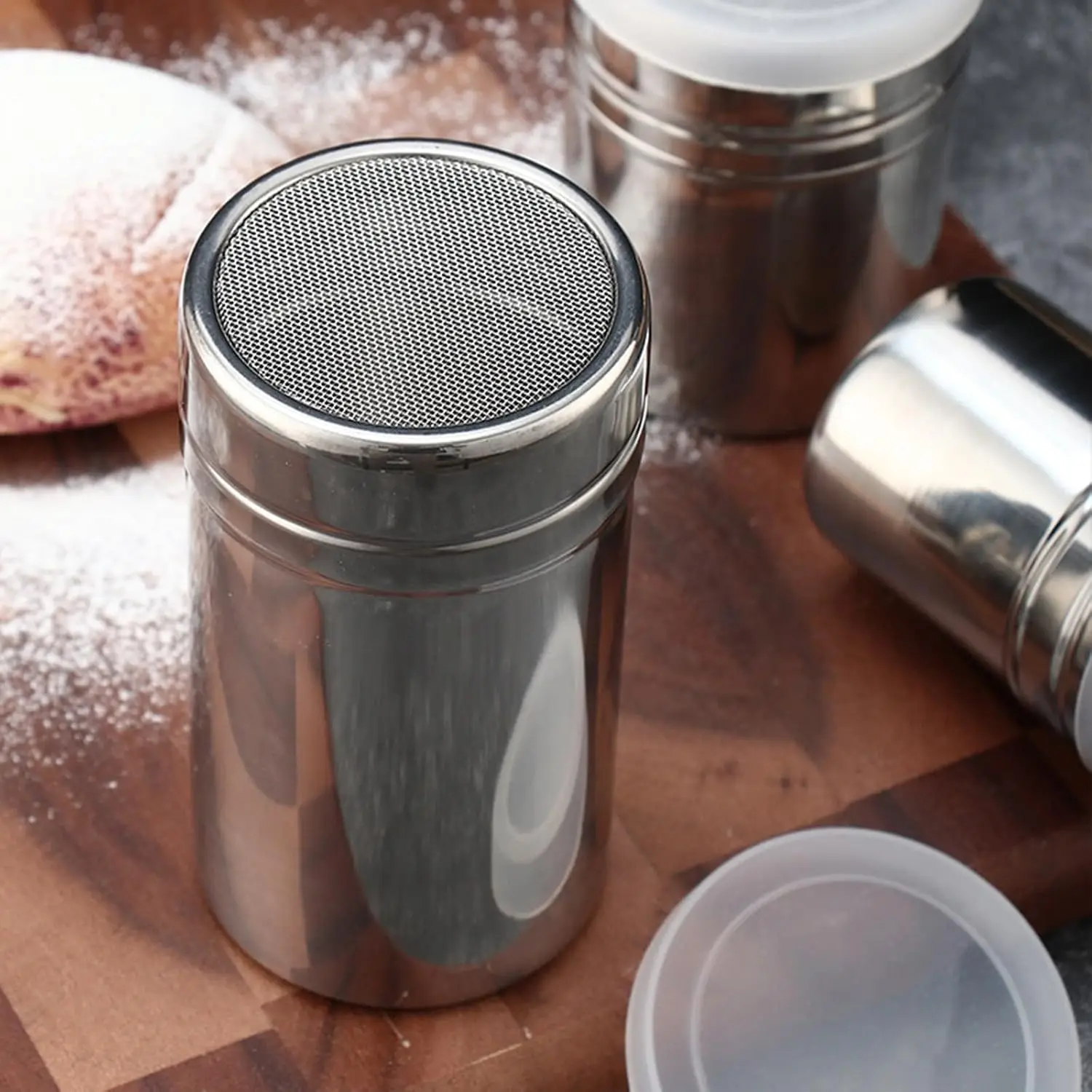 Stainless Steel Powder Shaker Duster Fine Mesh Sugar Cocoa Coffee Sifter for Baking Latte Cappuccino