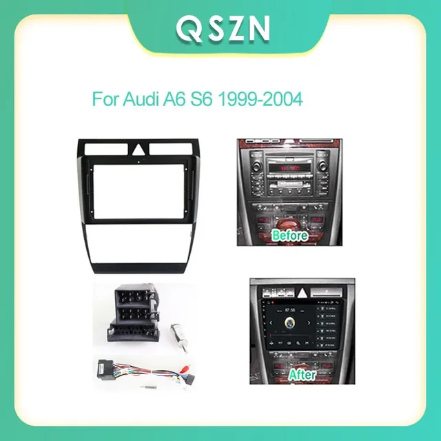 Auto Radio Fascia Frame Adapter do Audi A6 C5 1997-2004 S6 2 1999-2004 RS6 1 2002-2006 Android Dashboard Kit F akcesoria samochodowe